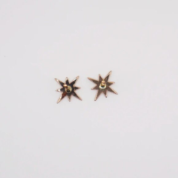 18k Yellow Gold Star Earrings - Picture 3 of 3